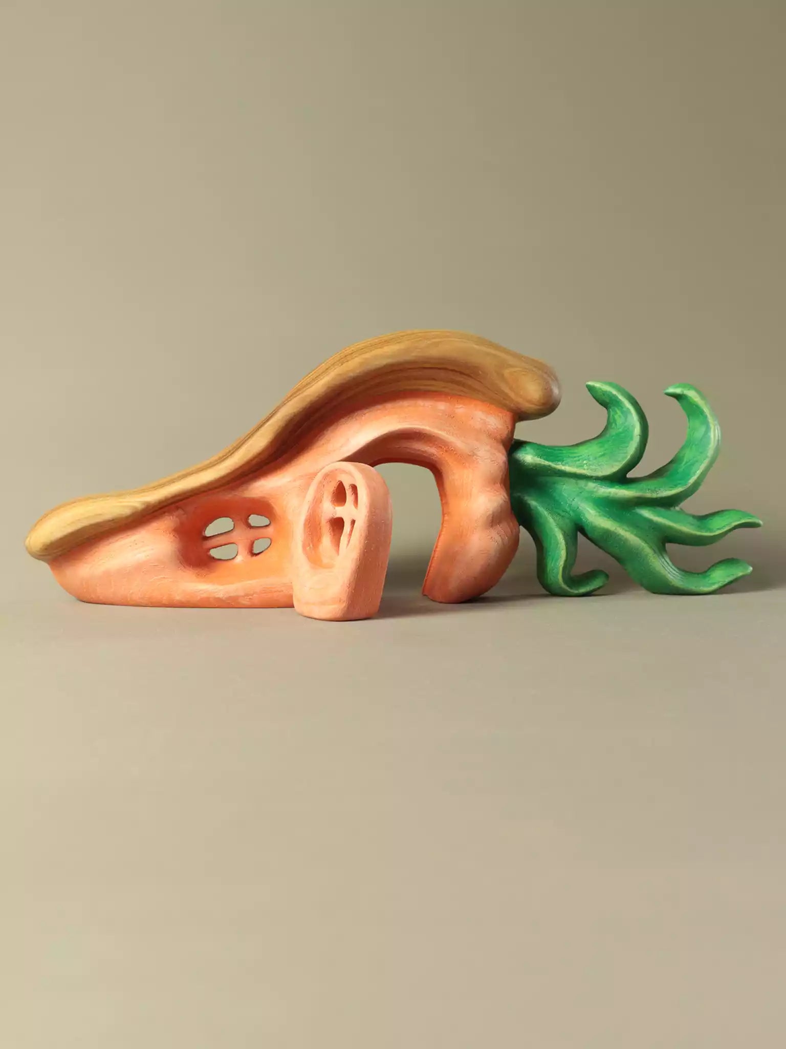 Waldorf inspired carrot shaped wooden toy house