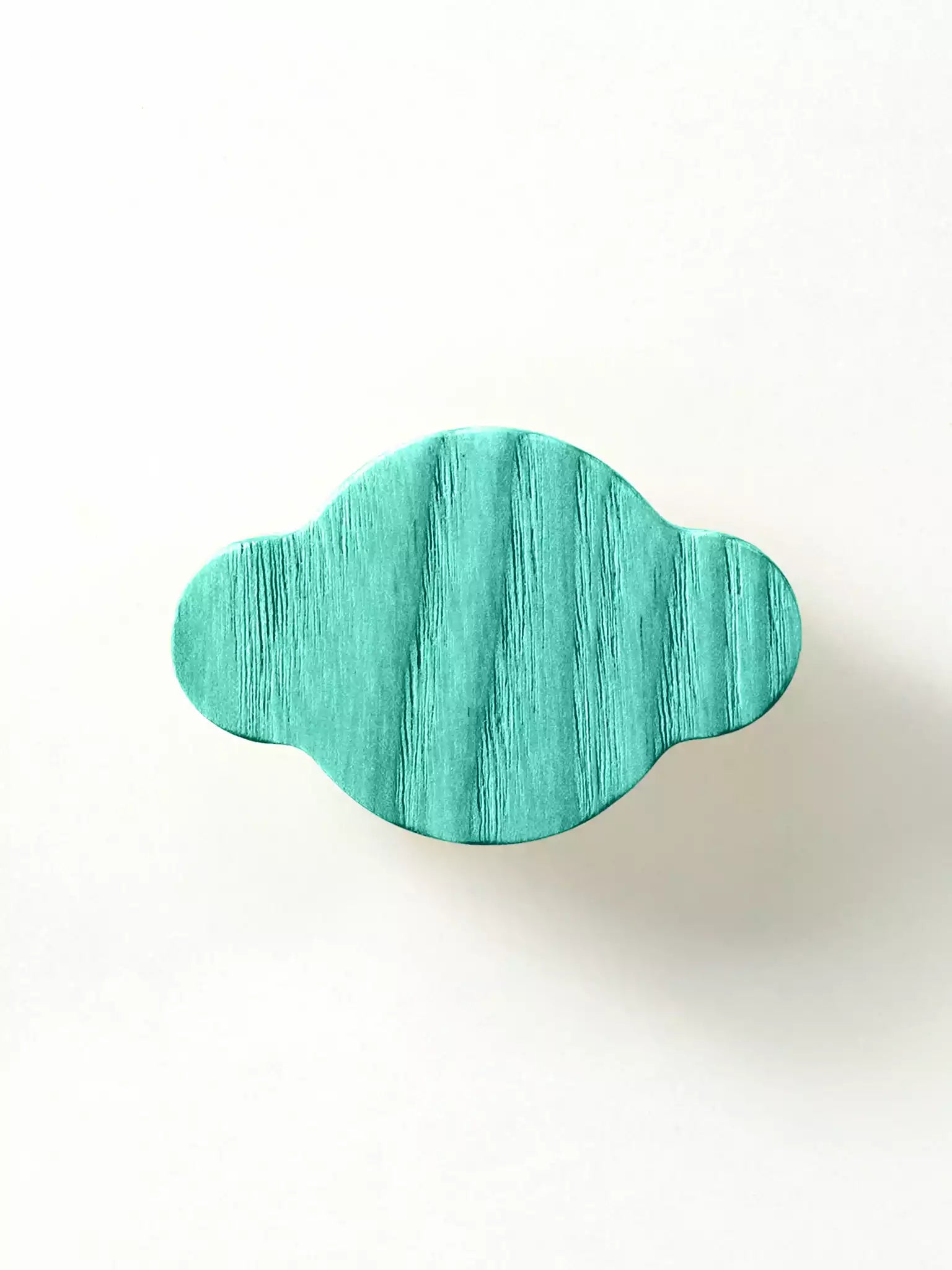 Green wooden cabinet handle on a white background
