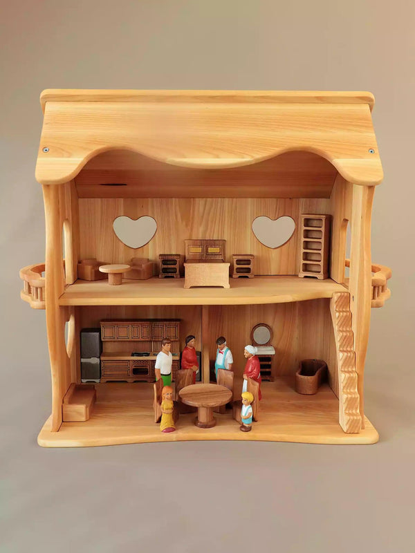 Handmade Wood Dollhouse - Rose - Noelino Toys