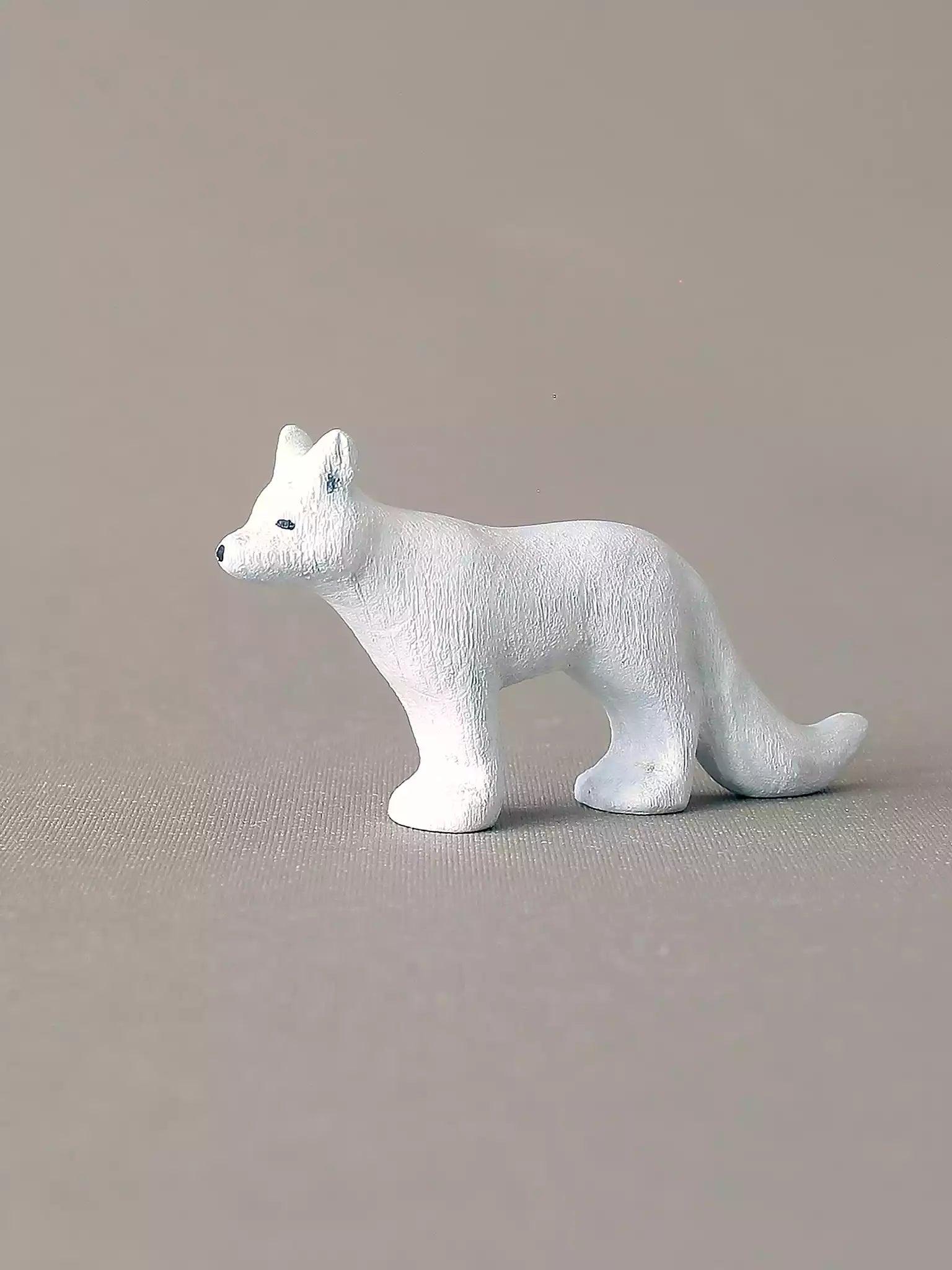Wooden Arctic Fox Collectible Toy Figurine - Noelino Toys