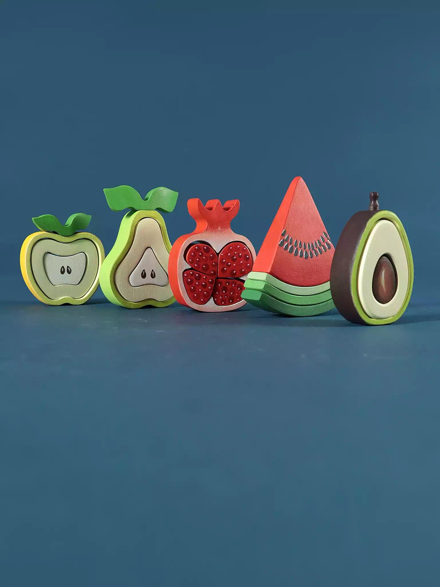 Wooden Fruits Educational Stacking Toy Set - Noelino Toys