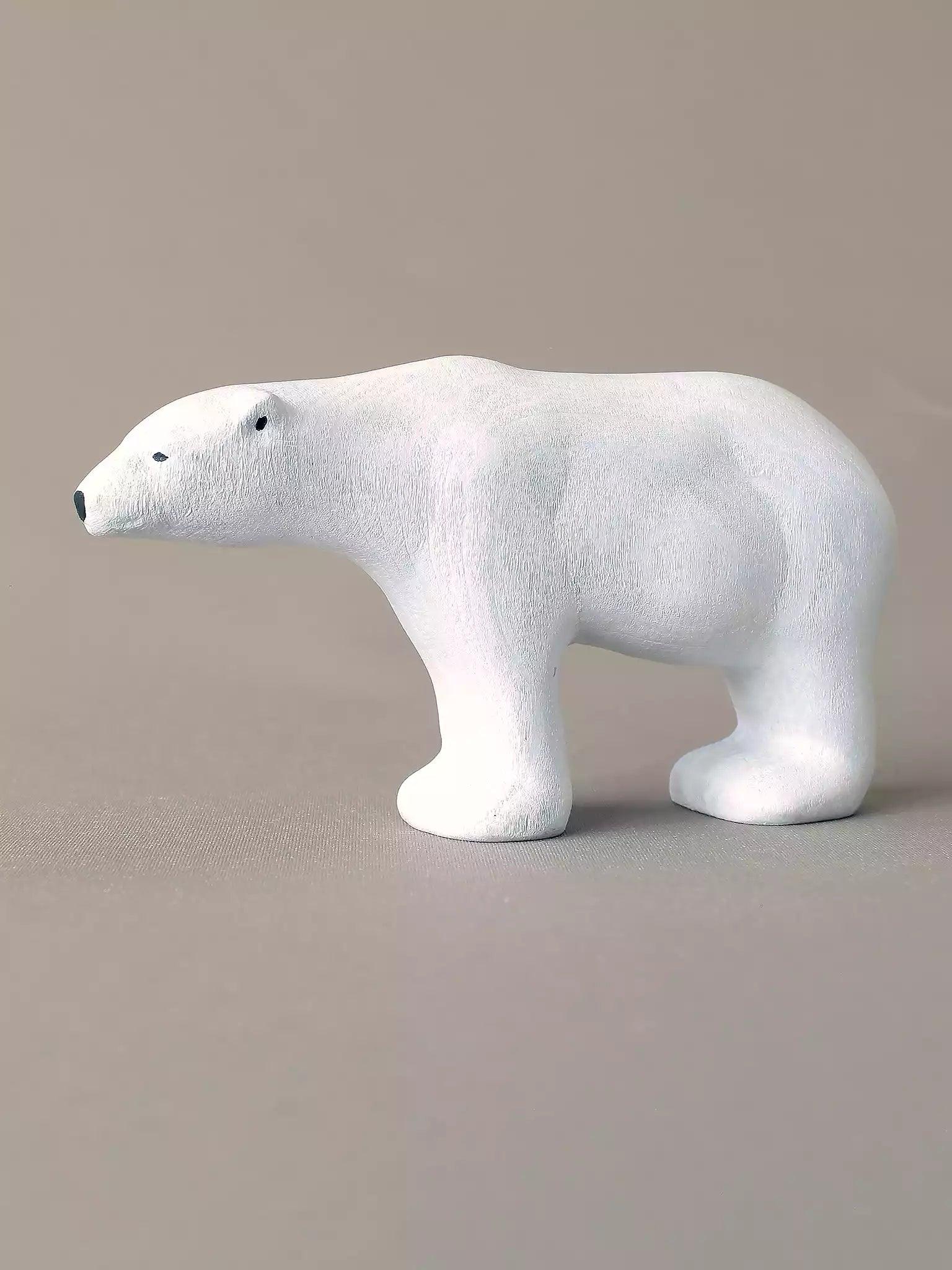 Wooden Polar Bear Collectible Toy Figurine - Noelino Toys