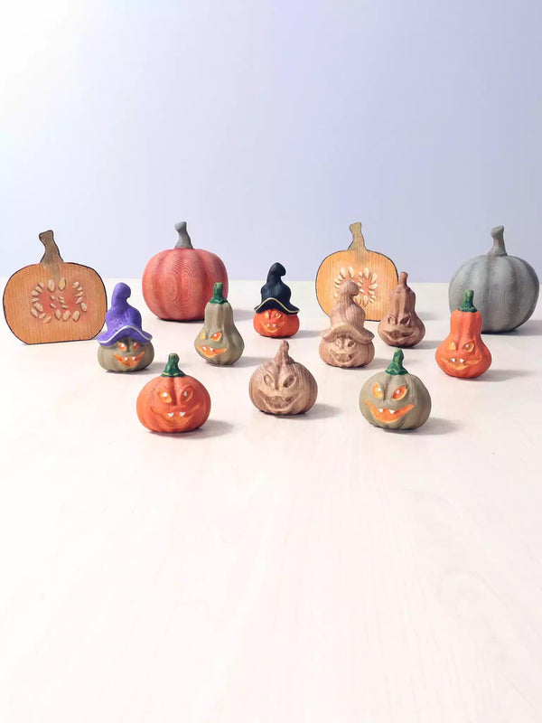 Wooden Yellow Halloween Pumpkins Toy Set - Noelino Toys