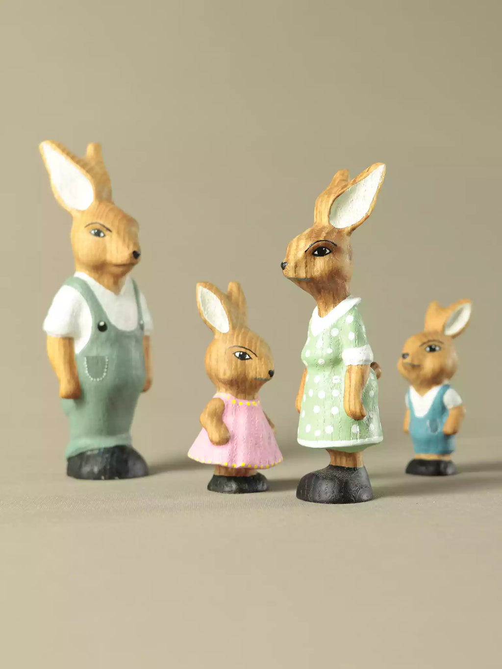 Montessori wooden bunny family figurines