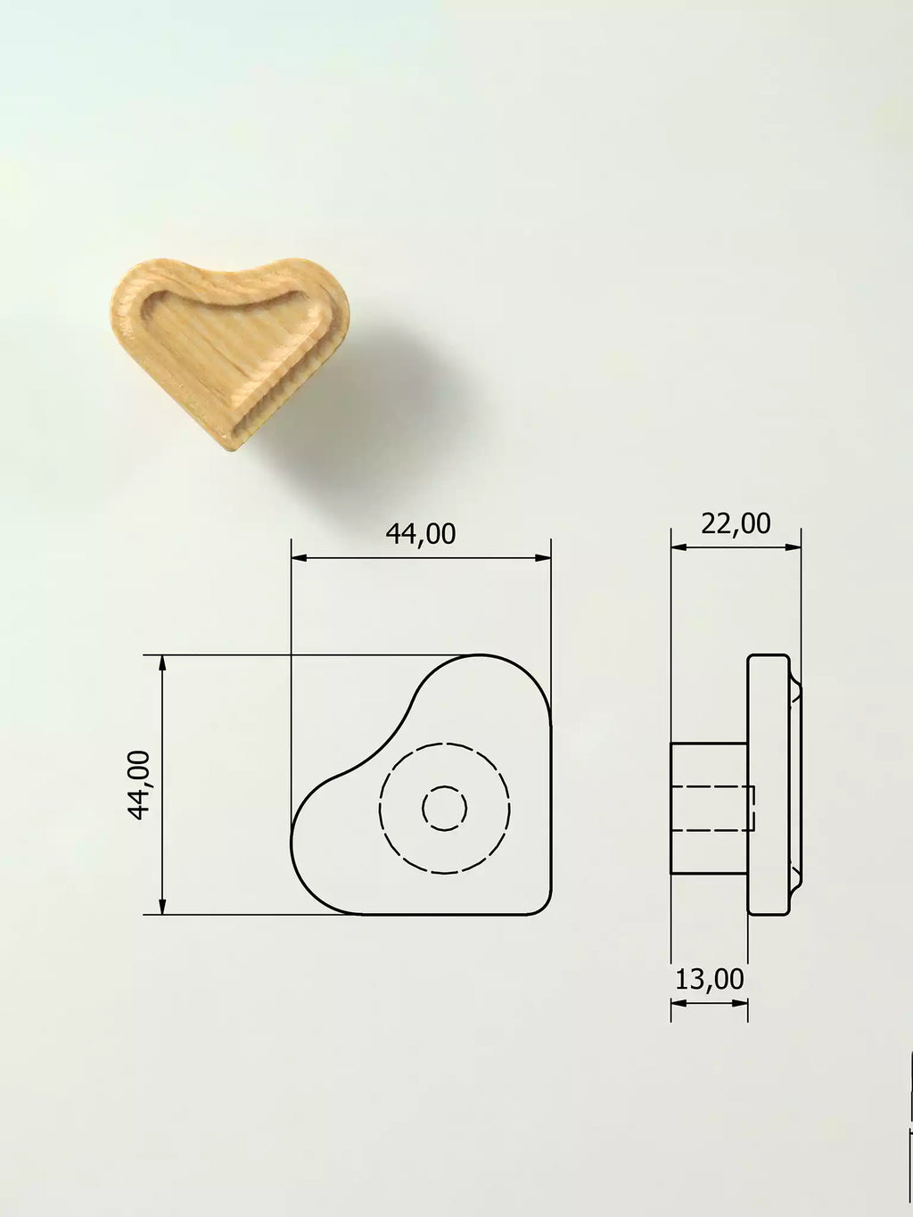 Wooden Heart Knobs for Dresser