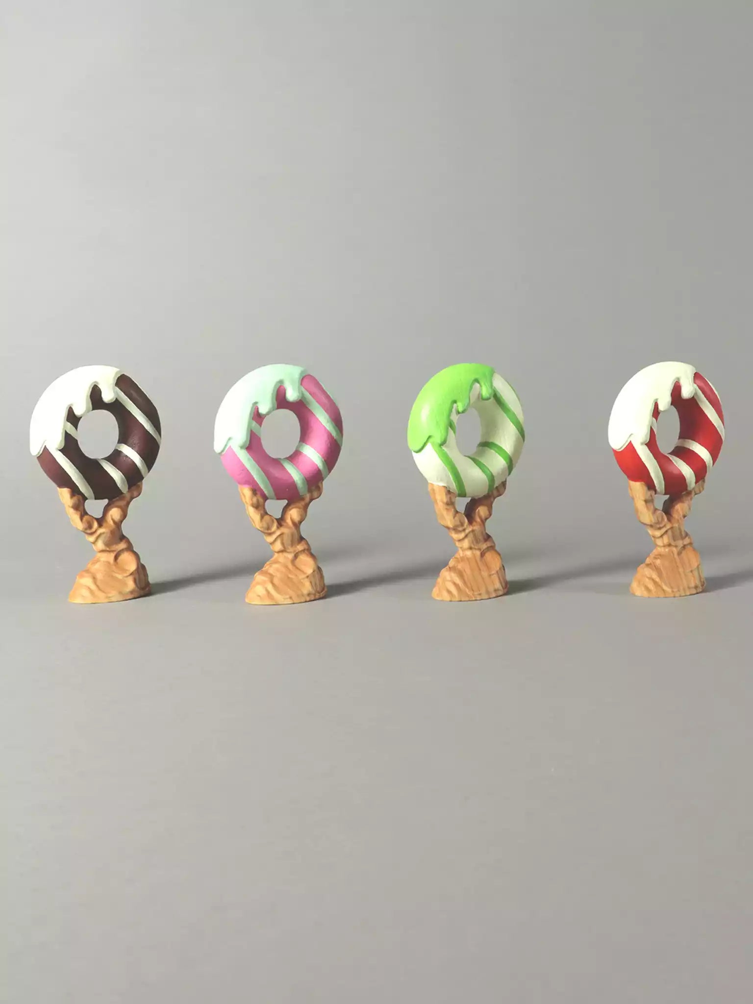 Hand-painted Wooden Donut Tree landscape element

