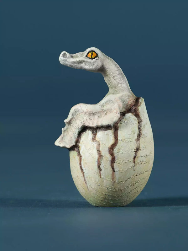 Wooden Hatching Dinosaur Egg - Velociraptor