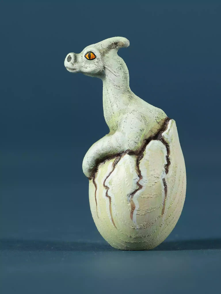 Wooden Hatching Dinosaur Egg - Parasaurolophus