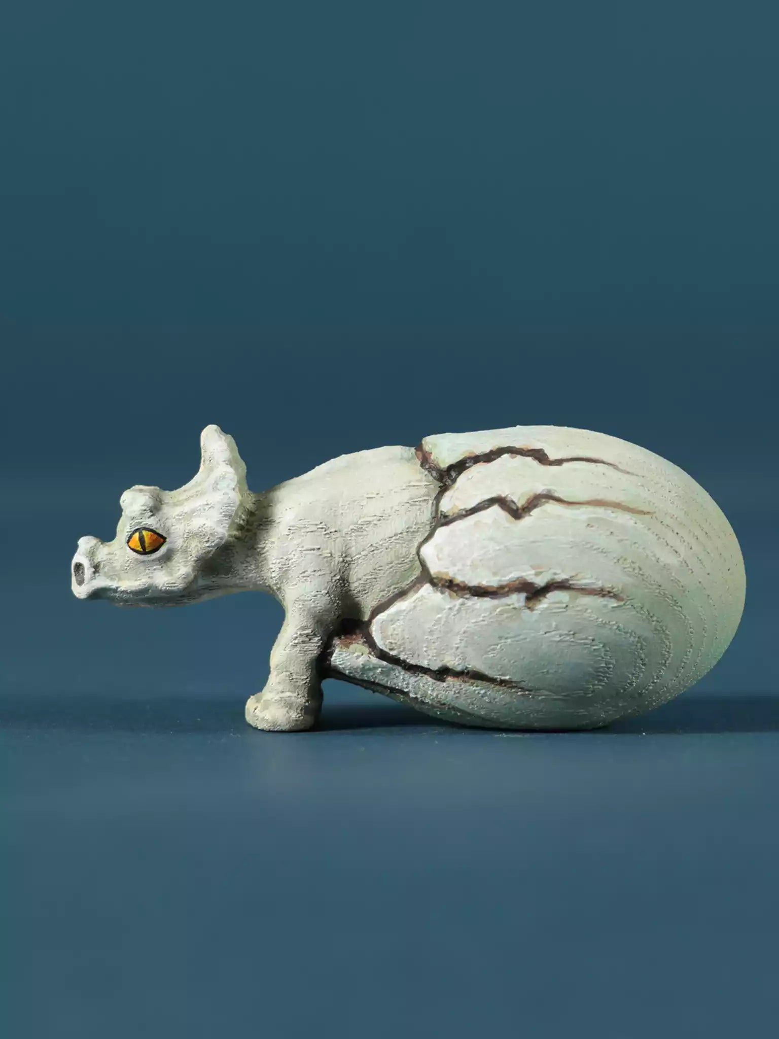 Wooden Hatching Dinosaur Egg - Triceratops