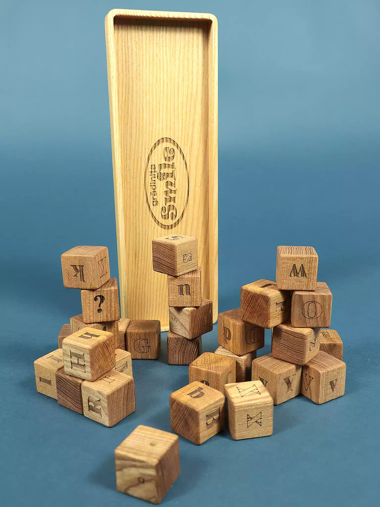 Wooden Letter Blocks with Tray