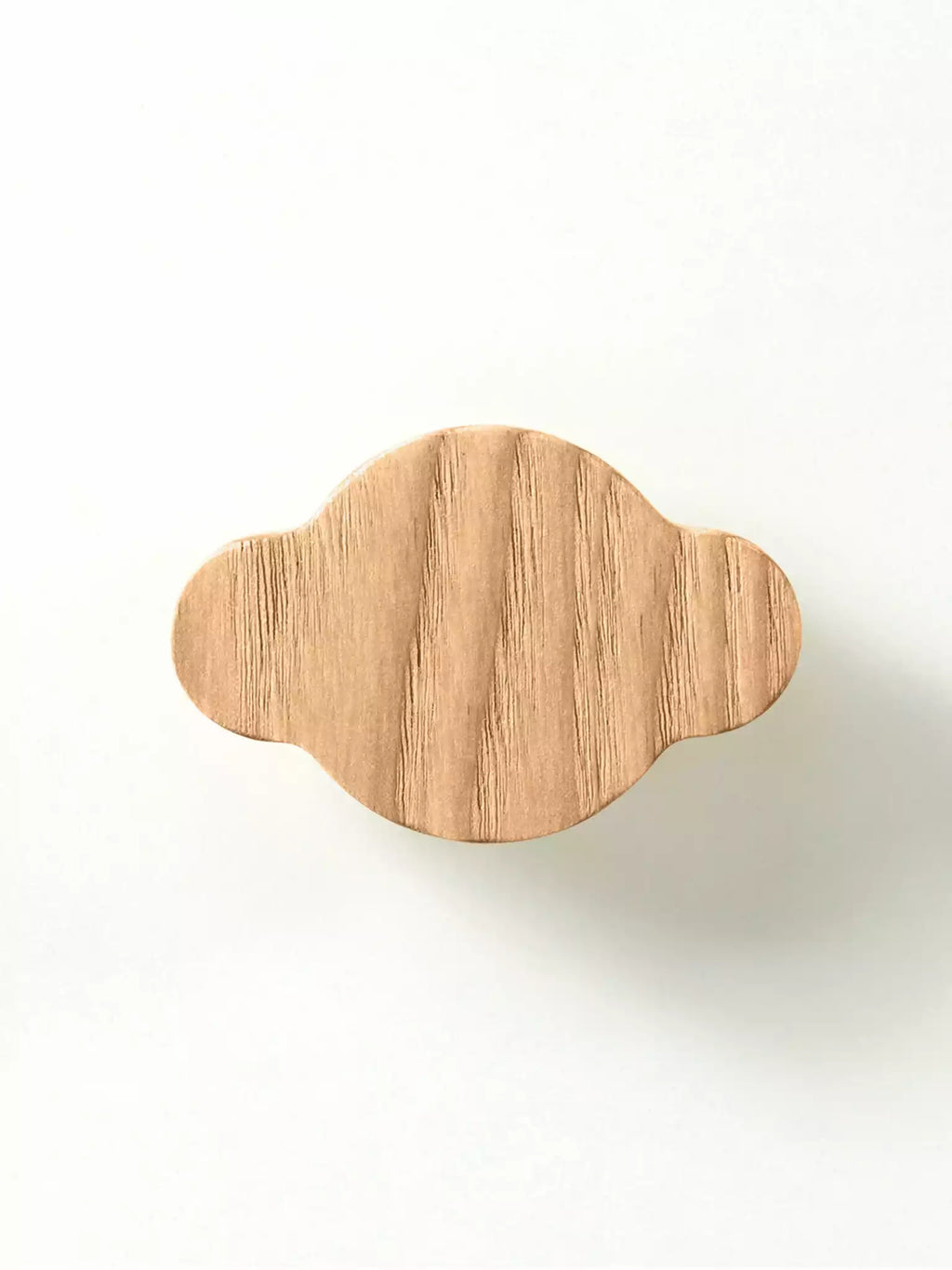 Natural solid wood cabinet handle with smooth rounded shape

