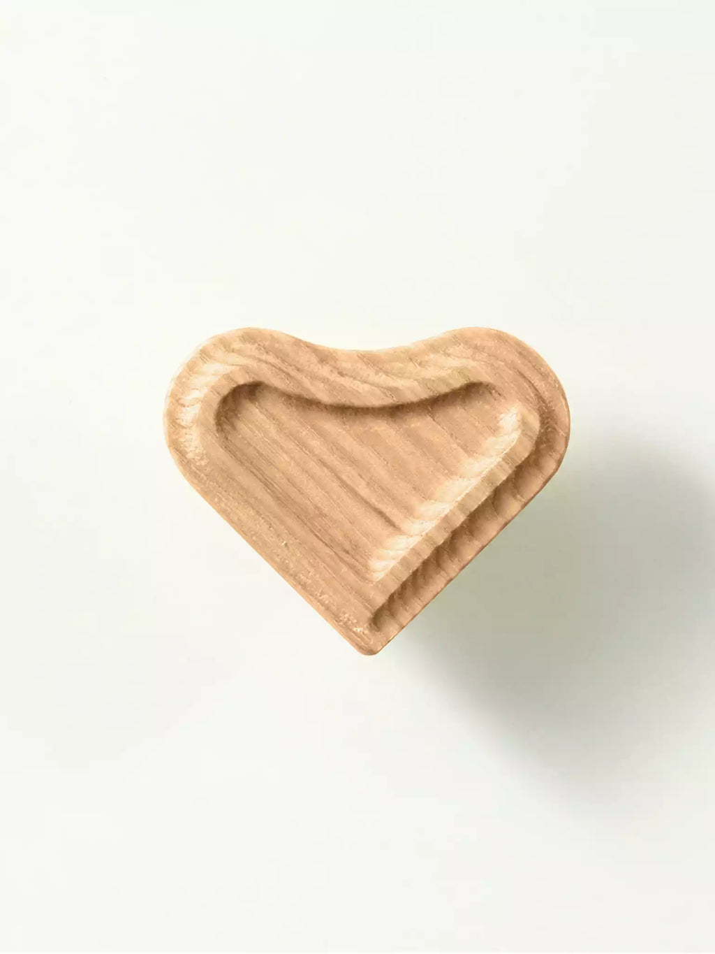Natural wood heart knob with smooth carved edges
