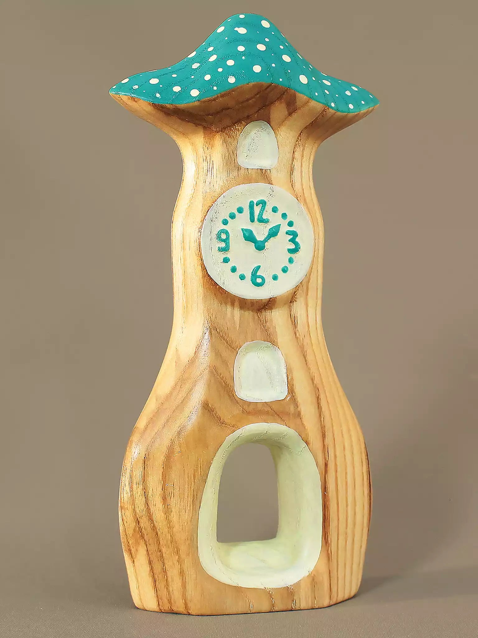 Wooden Mushroom Clock Tower House toy
