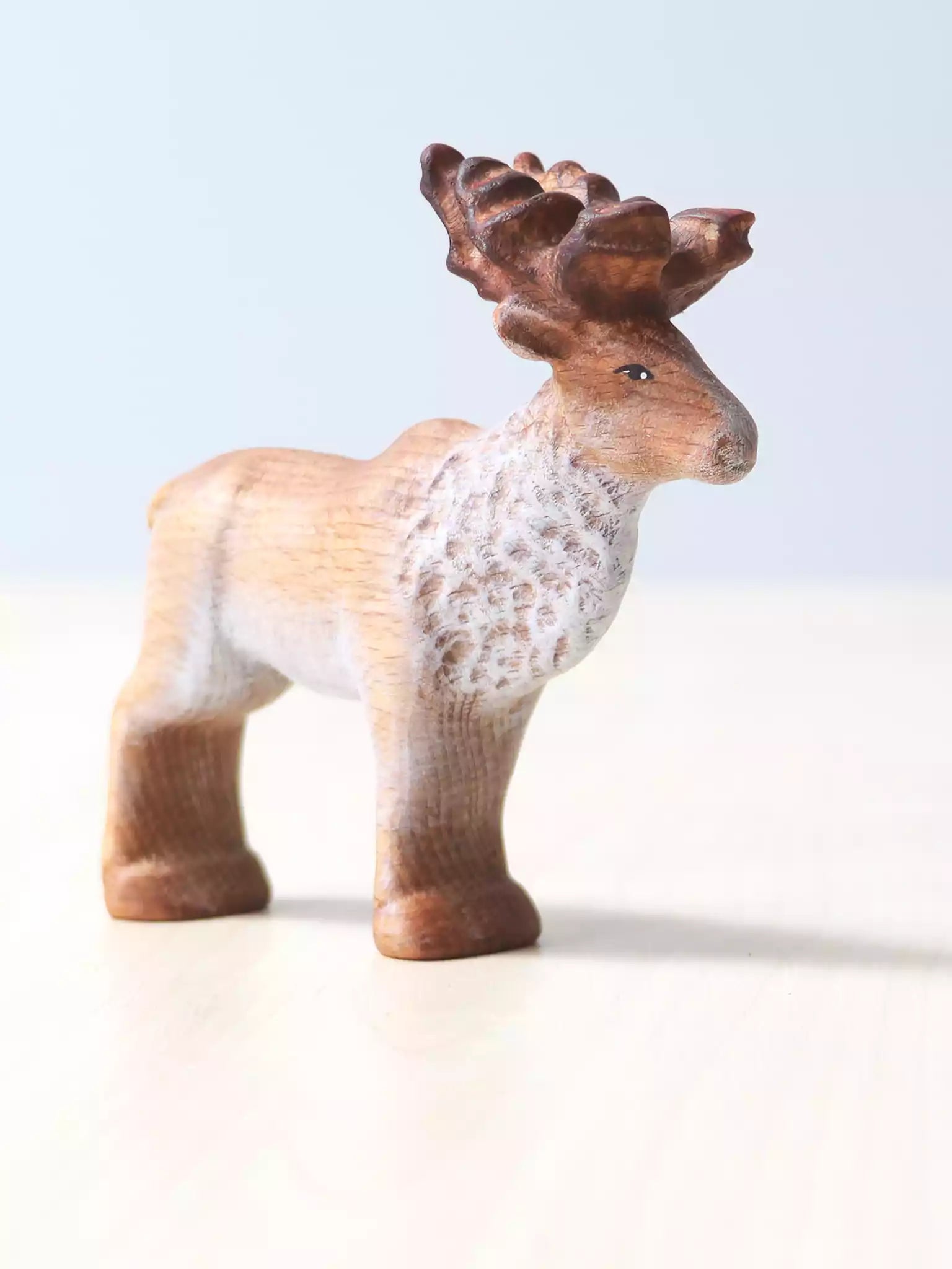 Hand-Painted Wooden Reindeer Figurine