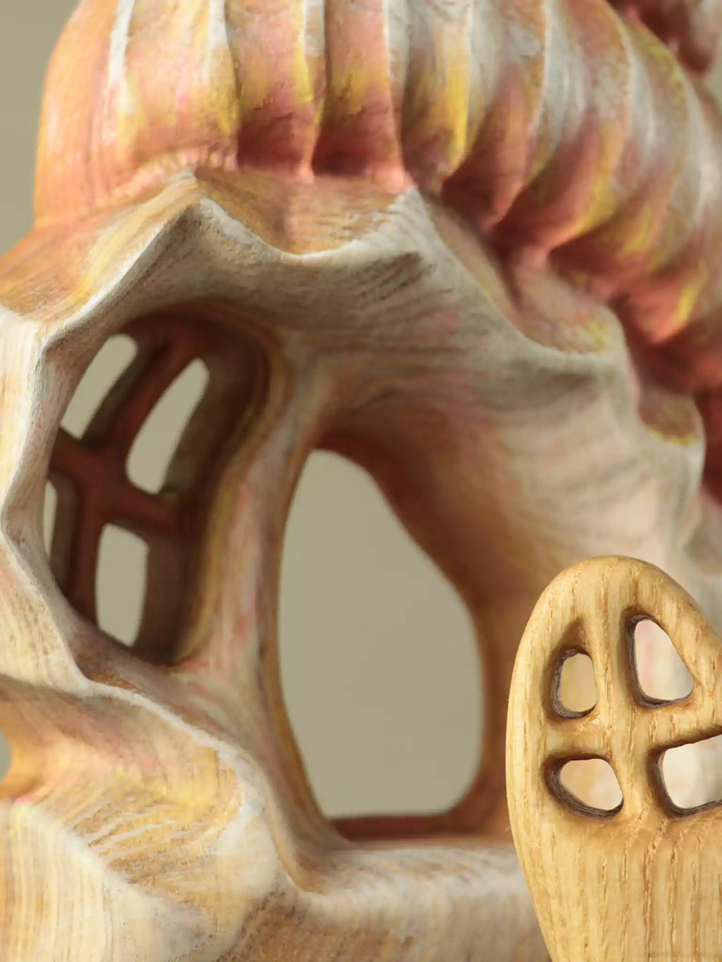 Montessori inspired wooden seashell fairy house