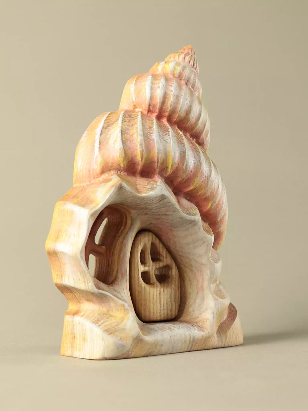Solid wood seashell house with hand painted details