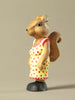 Handcrafted wooden squirrel with yellow polka dot dress