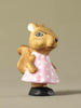 Montessori wooden squirrel figurine in pink dress