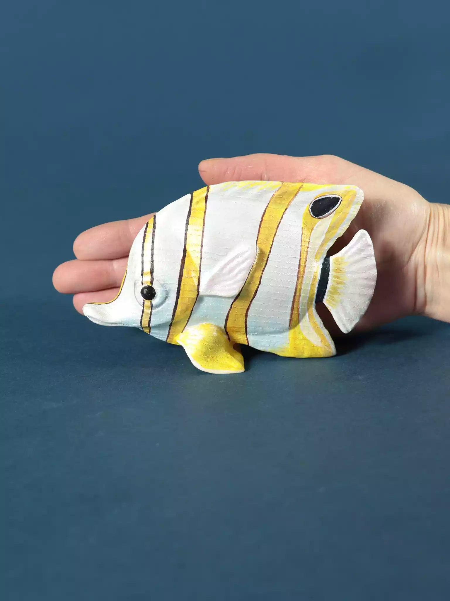 Handmade Wooden Fish - Butterflyfish Figurine - Noelino Toys