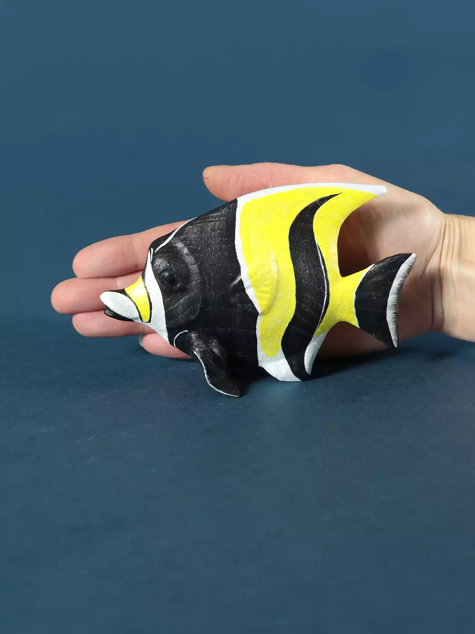 Handmade Wooden Fish - Moorish Idol Figurine - Noelino Toys