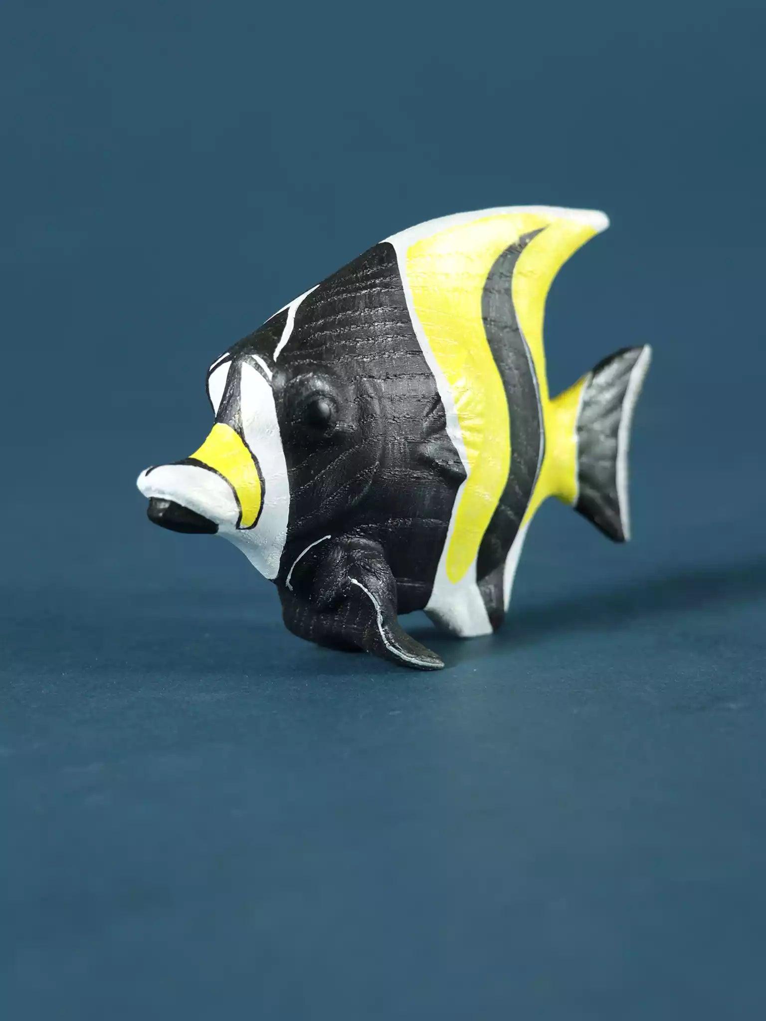 Handmade Wooden Fish - Moorish Idol Figurine - Noelino Toys