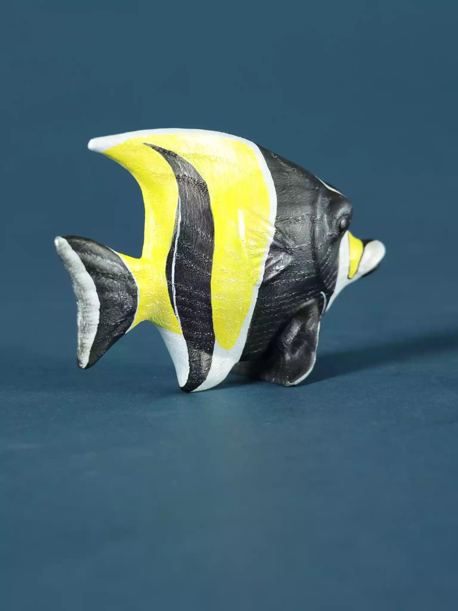 Handmade Wooden Fish - Moorish Idol Figurine - Noelino Toys