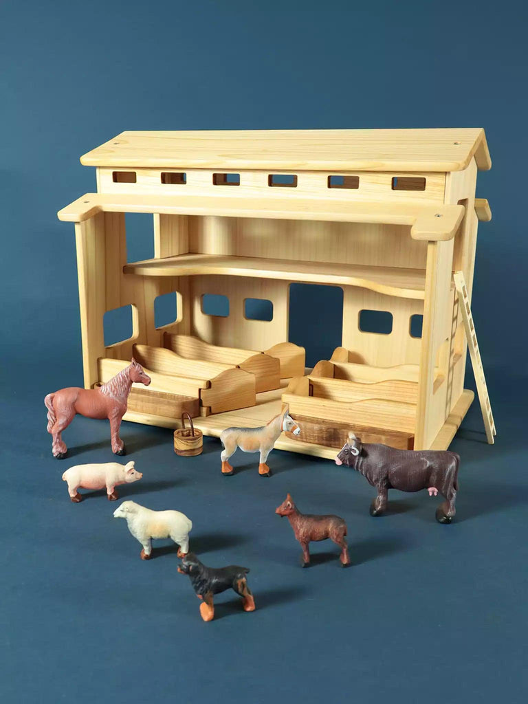 Handmade Wooden Stable Shepherd Noelino Toys