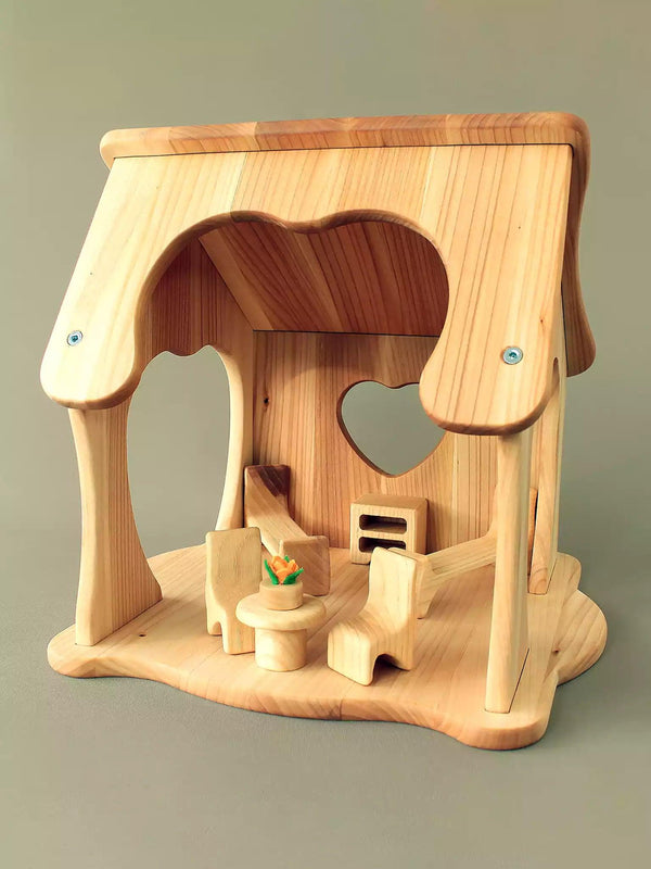 Solid Wood Dollhouse - Tulipheart - Noelino Toys