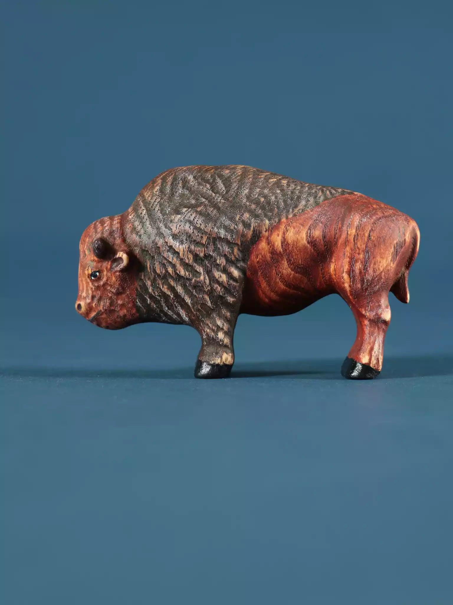 Wooden Bison - Collectible Woodland Animals - Noelino Toys
