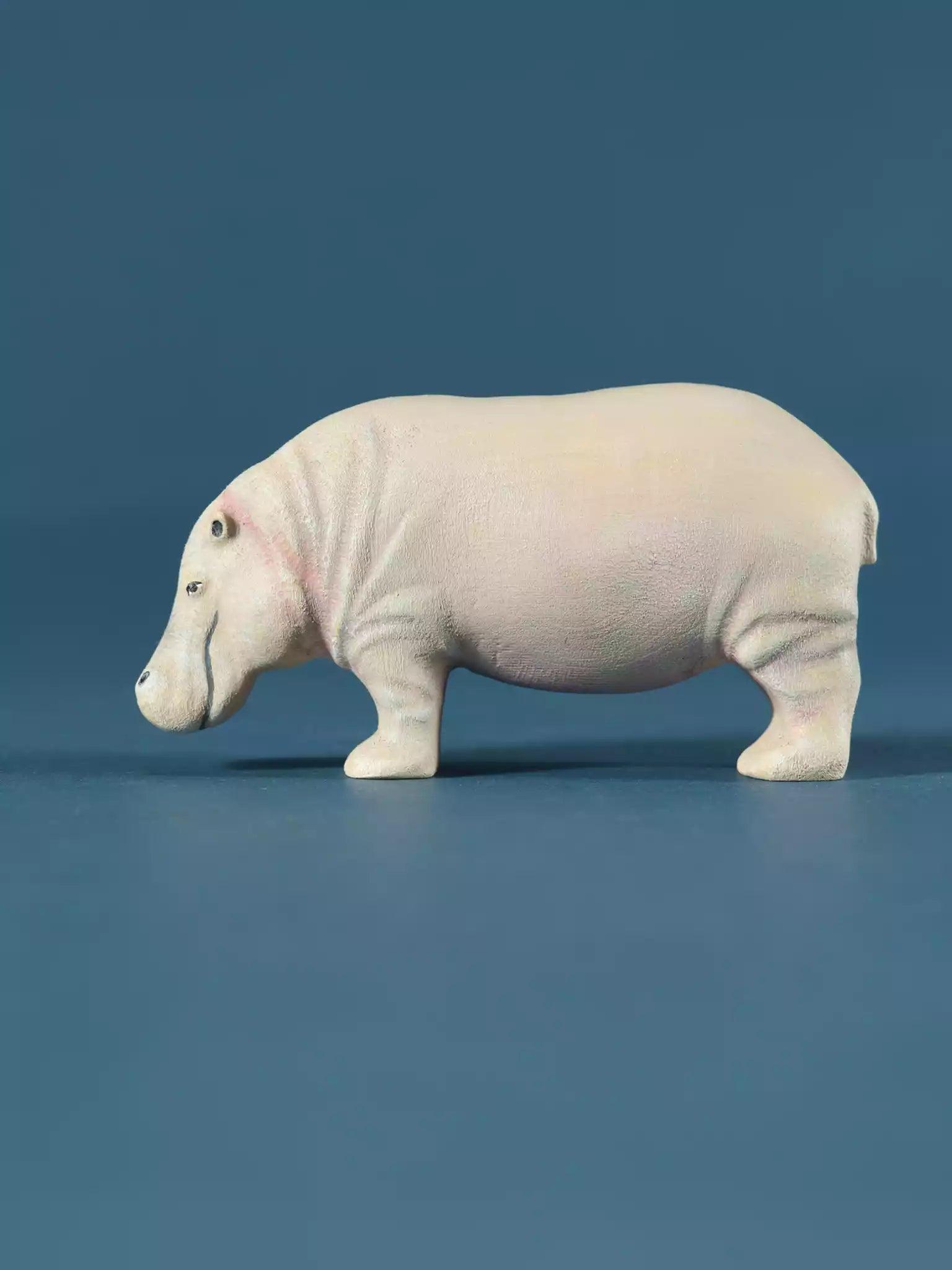 Wooden Hippopotamus - Collectible Safari Animals - Noelino Toys