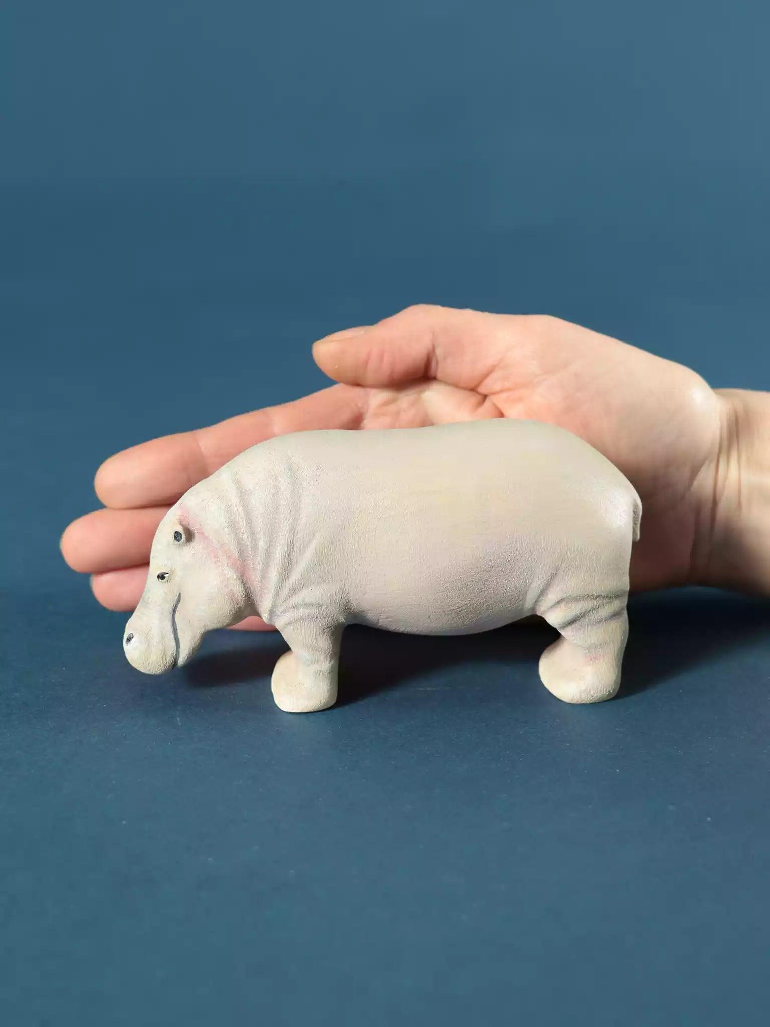 Wooden Hippopotamus - Collectible Safari Animals - Noelino Toys