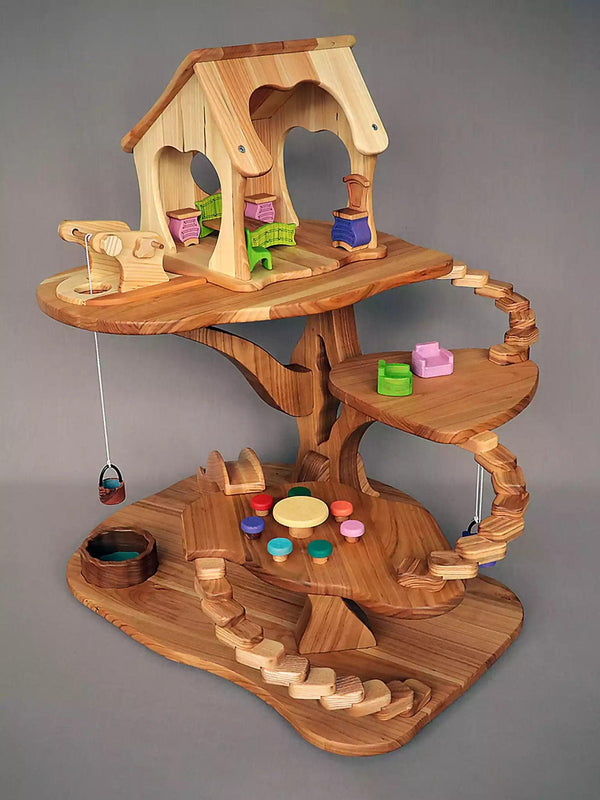 Wooden Tree Dollhouse - Mothertree - Noelino Toys