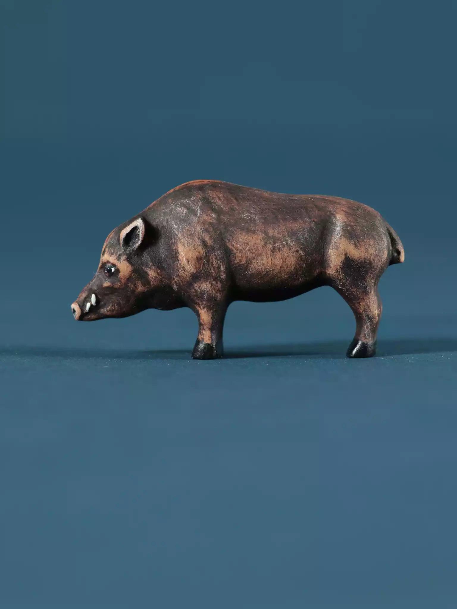 Wooden Wild Boar - Collectible Woodland Animals - Noelino Toys