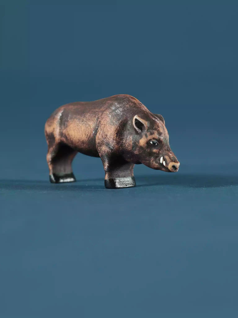 Wooden Wild Boar - Collectible Woodland Animals - Noelino Toys