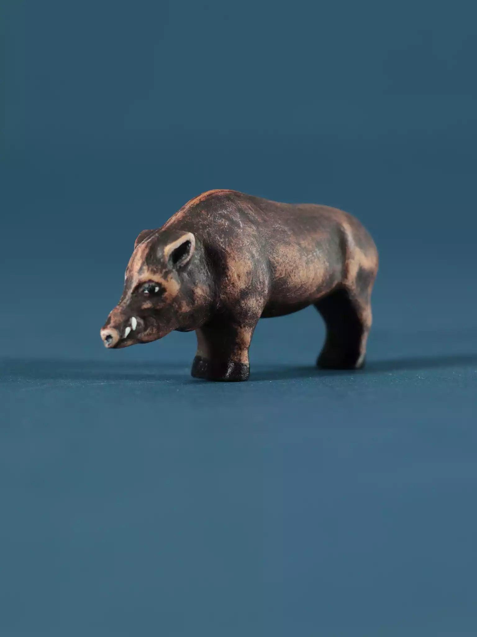 Wooden Wild Boar - Collectible Woodland Animals - Noelino Toys