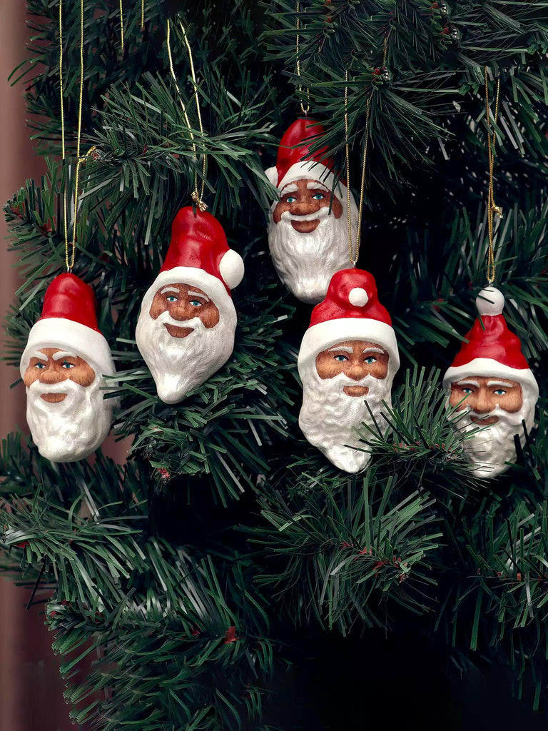 Christmas Tree Ornaments - Set of Five Red Santa - Noelino Toys