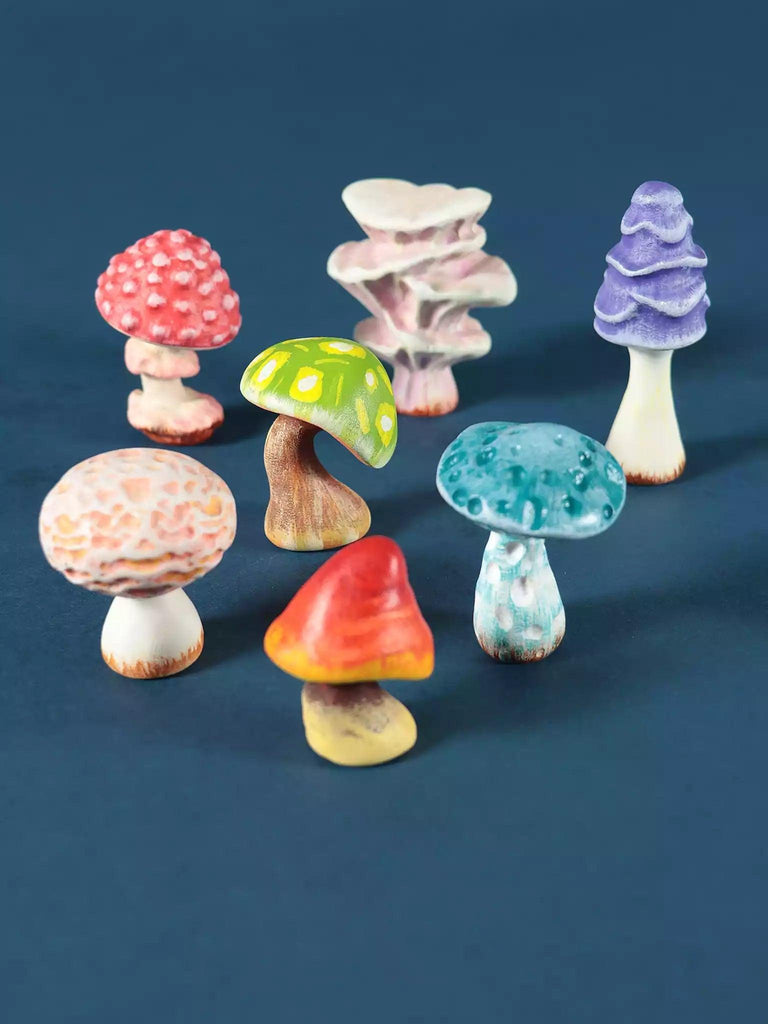 Painted Wooden Mushrooms Toy Set - Noelino Toys