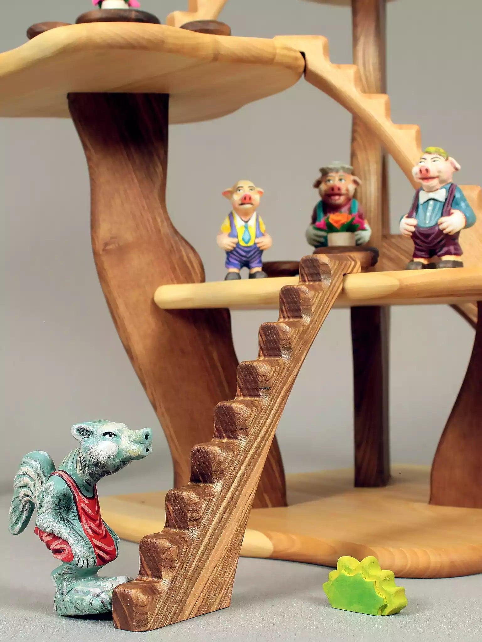 Wooden tree dollhouse interior furniture detail