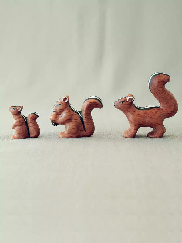 Wooden Chipmunk Toy - Family of Three - Noelino Toys