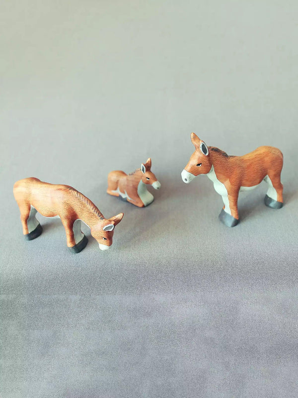 Wooden Donkey Toy - Family of Three - Noelino Toys