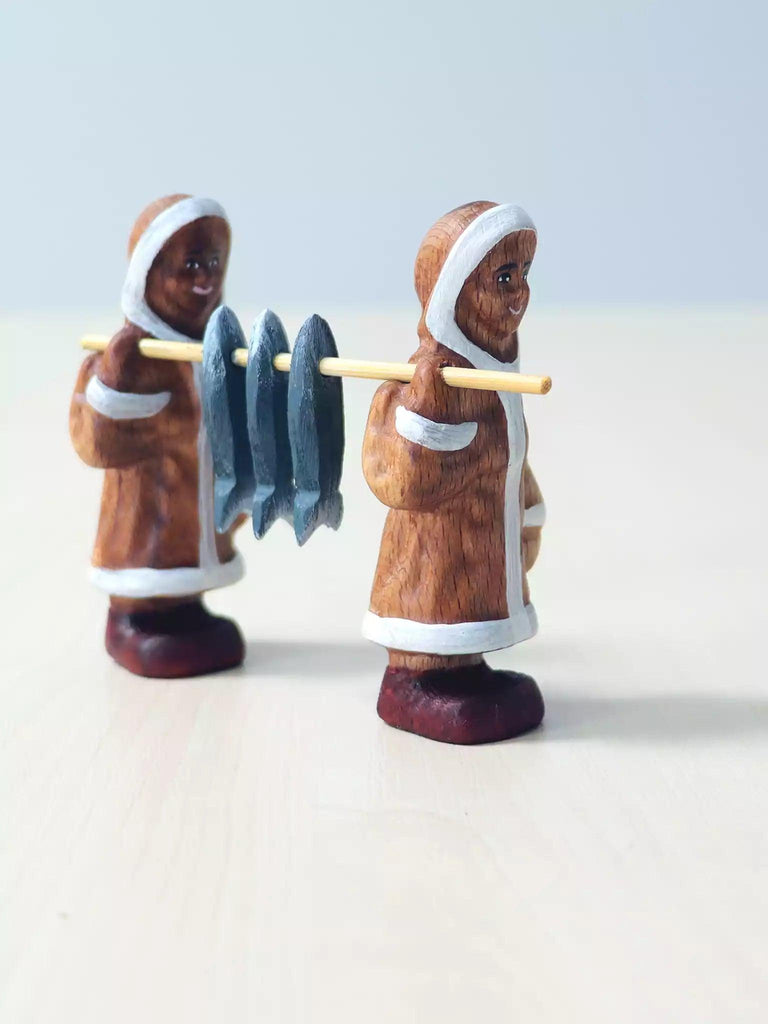 Wooden Eskimo Girls with Fish - Noelino Toys