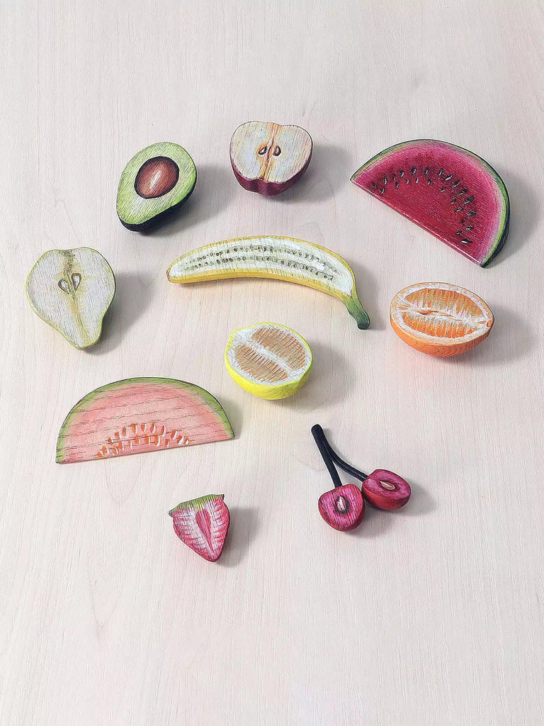 Wooden Half-Sliced Fruit Play Set - Noelino Toys