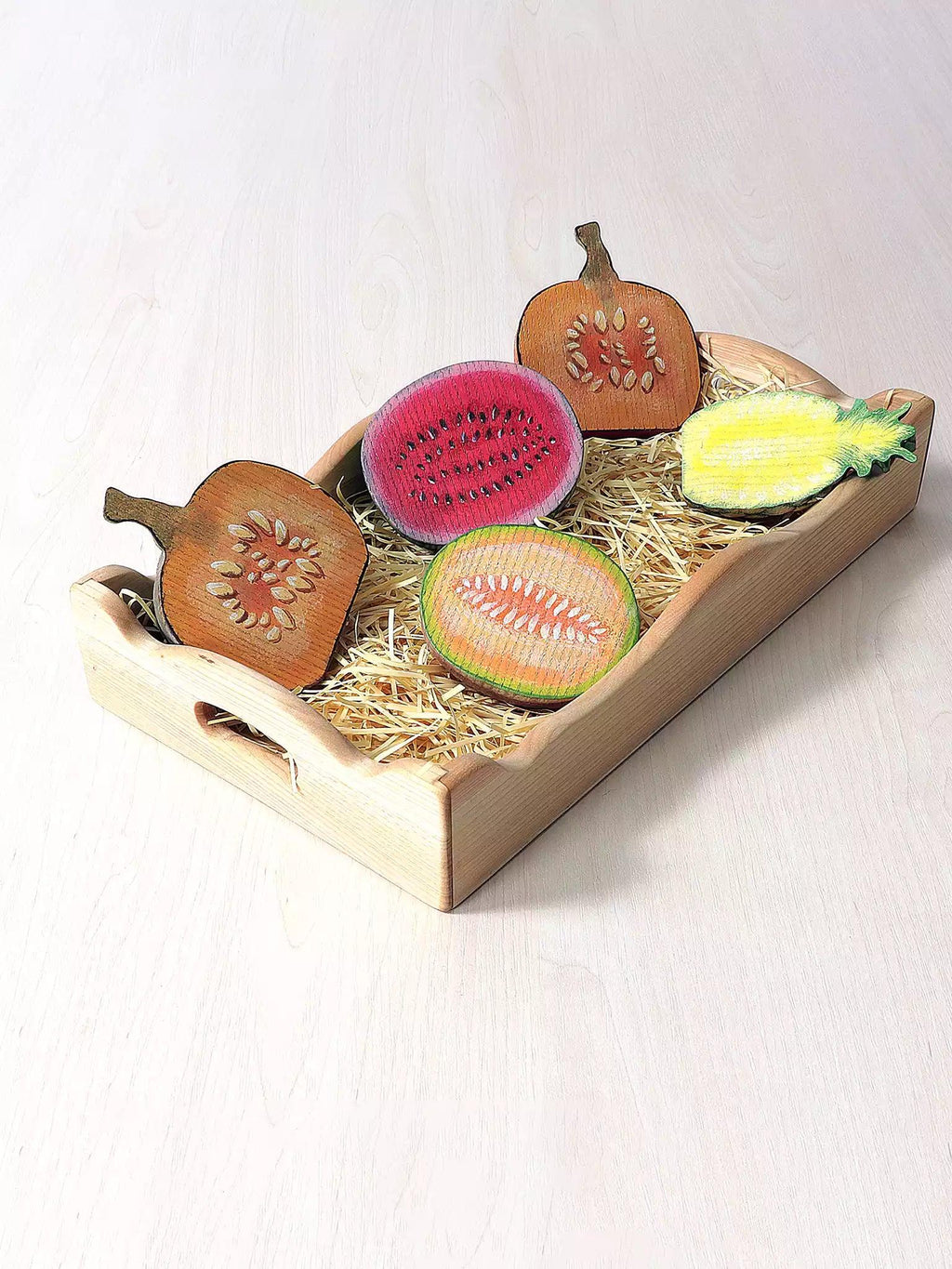 Wooden Half-Sliced Grey Pumpkin - Noelino Toys