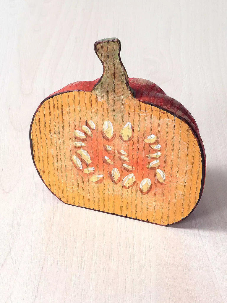 Wooden Half-Sliced Yellow Pumpkin - Noelino Toys