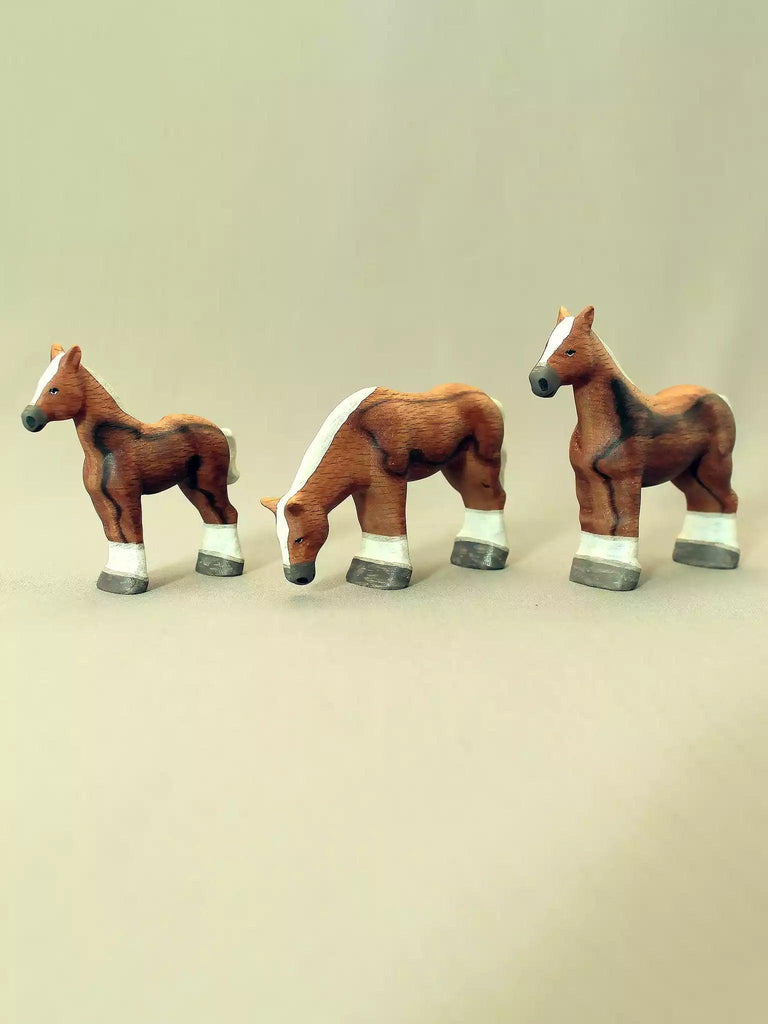 Wooden Horses - Family of Three - Noelino Toys