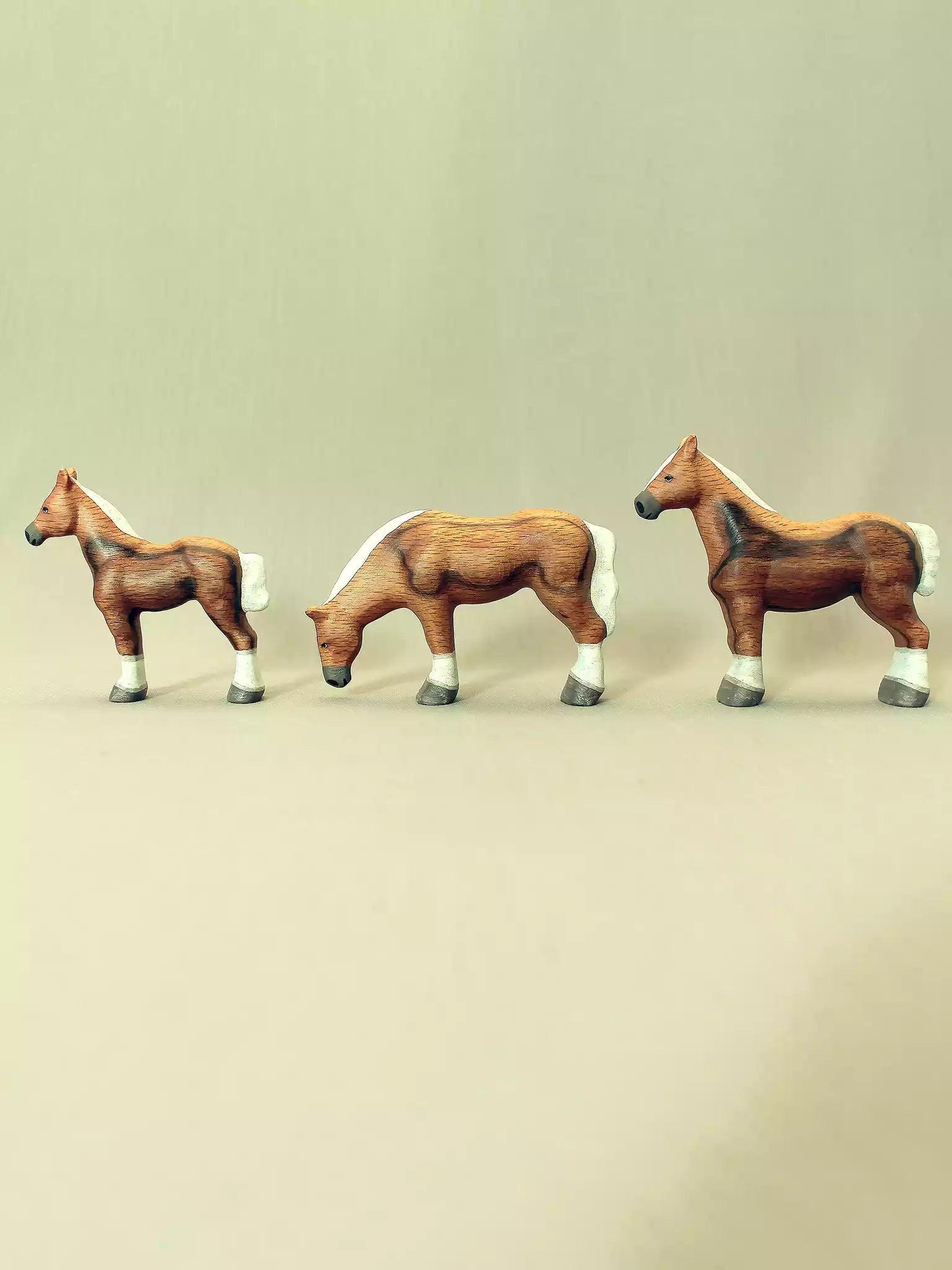 Wooden Horses - Family of Three - Noelino Toys