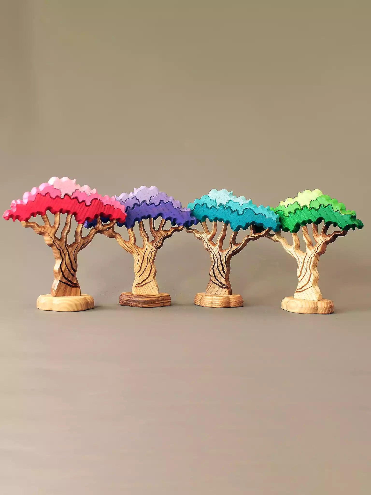 Wooden Japanese Maple Trees - Set of Four - Noelino Toys