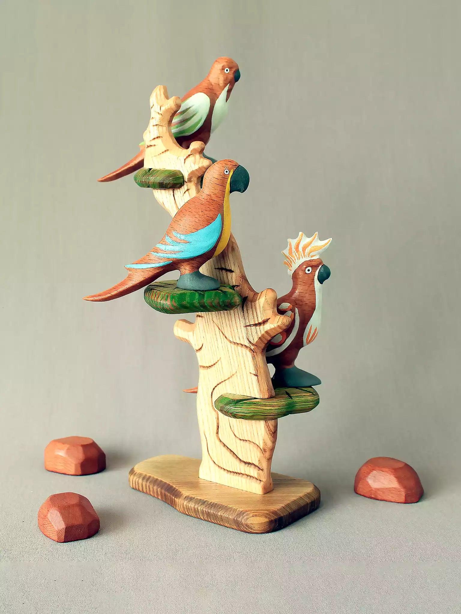 Wooden Parrot & Tree Set - Noelino Toys