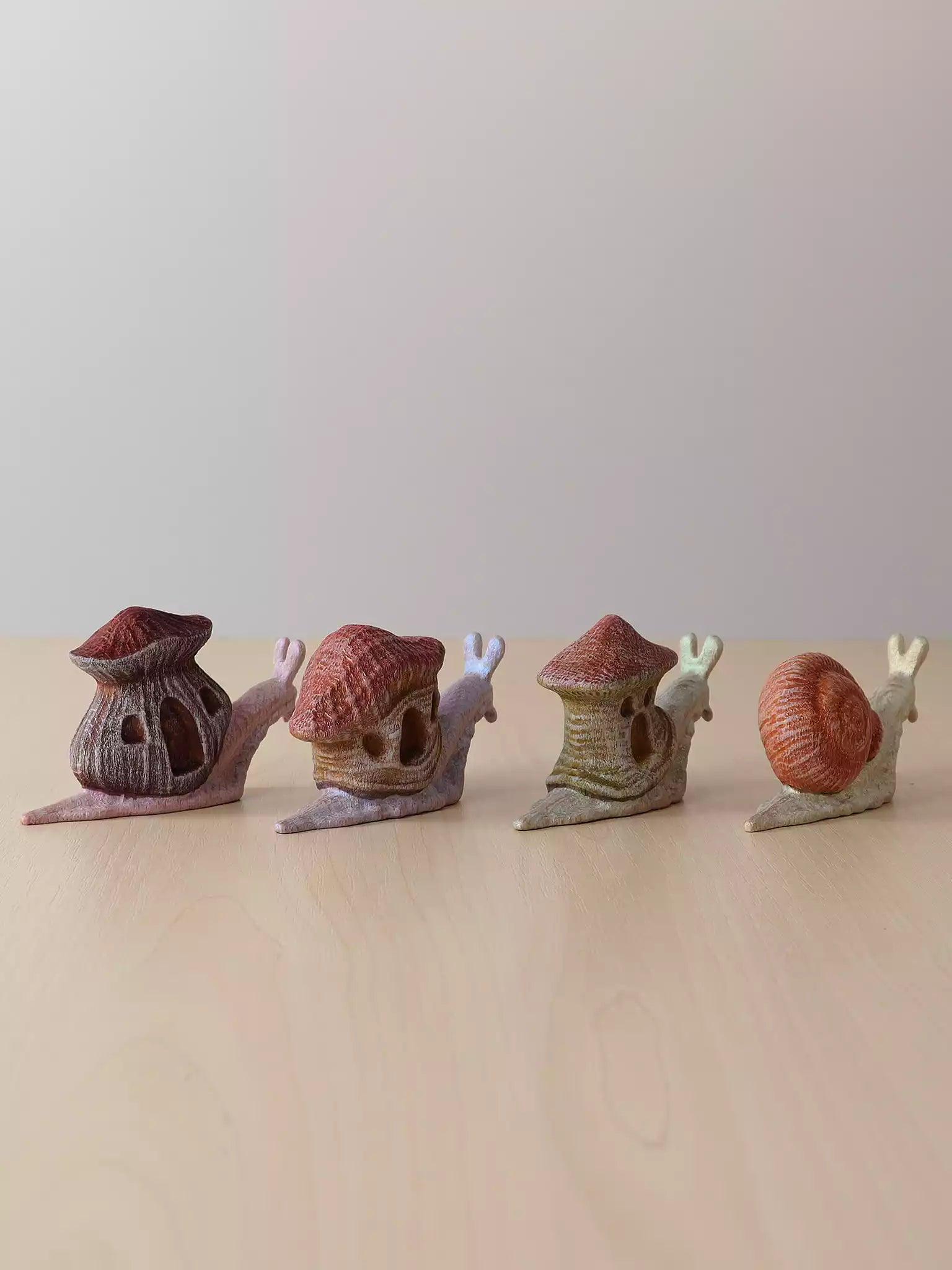 Wooden Snail with Brown House - Noelino Toys
