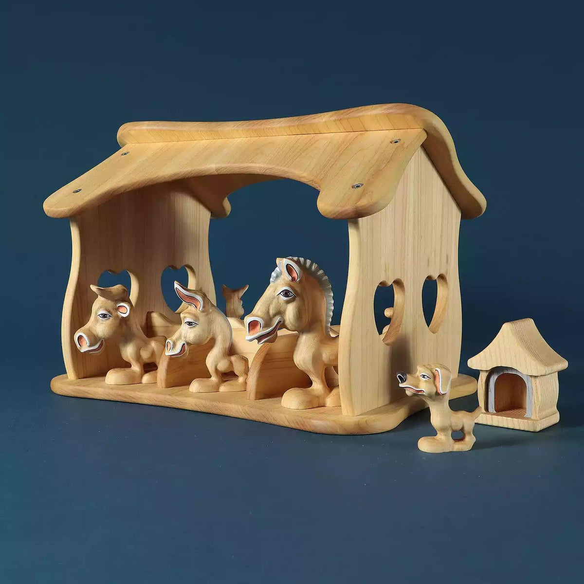 Wooden Farm Animals Montessori Wood Toys for Foddlers Barn Playset 